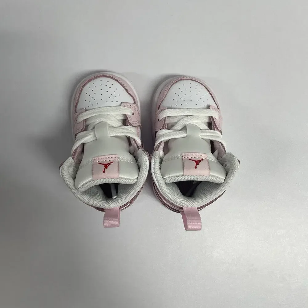 Air Jordan 1 Mid TD Pink Foam Fire Red DQ8425 608 Size 3 C Toddler Baby Crib